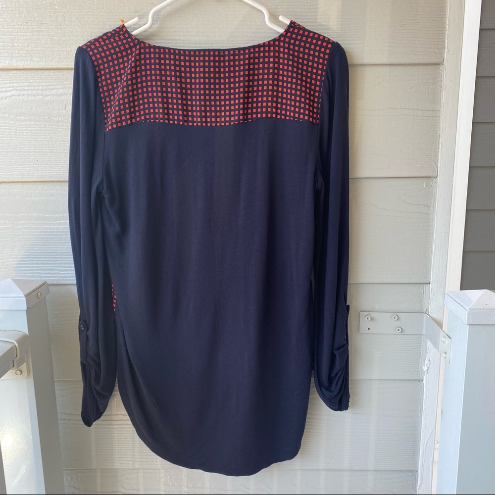 ANN TAYLOR Two Sided Long Sleeve Scoop Neck Blouse - Picture 4 of 7